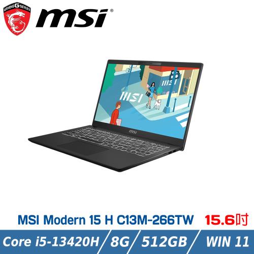 MSI 微星Modern 15 H AI C13M-266TW 黑(i5-13420H/8GB/512G SSD/Win11)