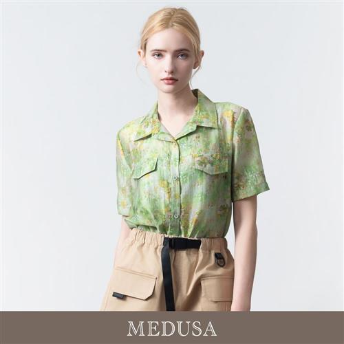 現貨【MEDUSA 曼度莎】夏日花園天絲棉休閒襯衫（M-XL）｜女休閒上衣 涼感薄襯衫 女短袖襯衫