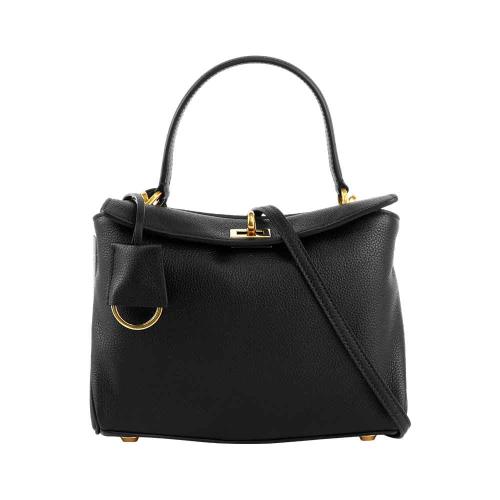 BALENCIAGA 爆款Rodeo 金釦粒面小牛皮迷你手提/斜背二用包(黑色)