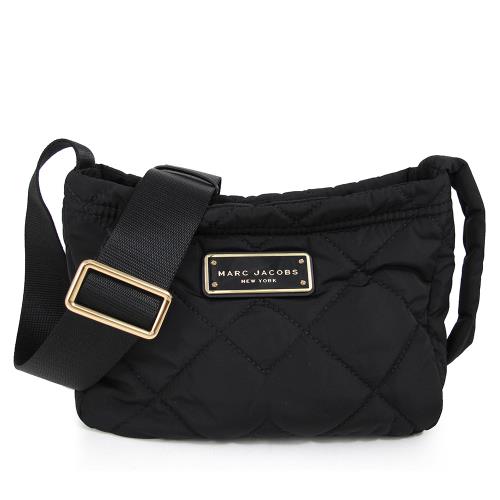 MARC JACOBS 菱格拉鍊斜背包(黑色)