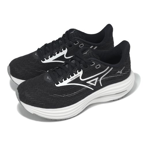 Mizuno 慢跑鞋 Wave Rider 29 超寬楦 女鞋 黑 白 波浪片 運動鞋 美津濃 J1GD2506-22