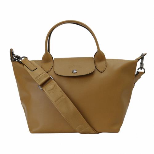 LONGCHAMP-HOBO 系列牛皮革手提/斜肩兩用包(沙漠土)小款