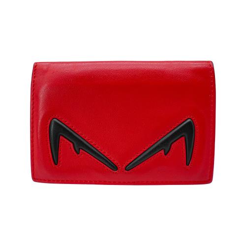 二手品 Fendi 怪獸牛皮對開卡夾(7M0262-紅)
