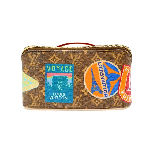 Louis Vuitton Toiletry Bag 帆布徽章塗鴉化妝包(M14744-咖)