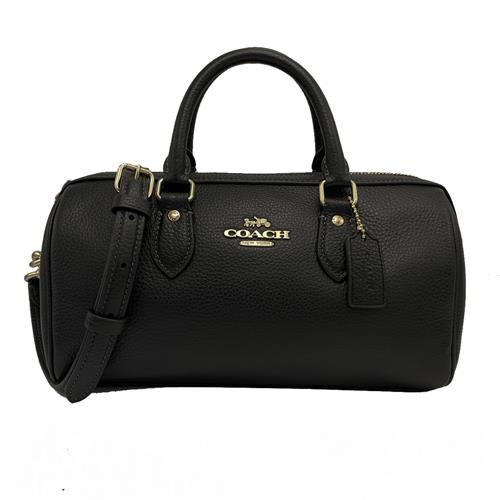 【COACH】素面牛皮手提斜背兩用波士頓包(黑)