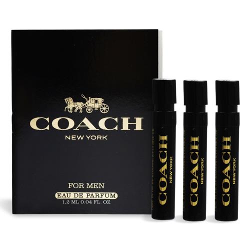 COACH 時尚曜黑男性淡香精(1.2ml)X3-香水隨身針管試香