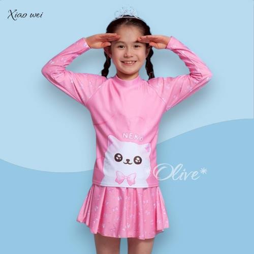泳之美  女童兩件式長袖裙款泳裝 NO.678588-3L