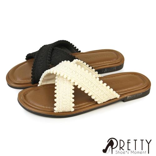 Pretty 女 拖鞋 交叉 波西米亞風 民族風 平底BA-22566