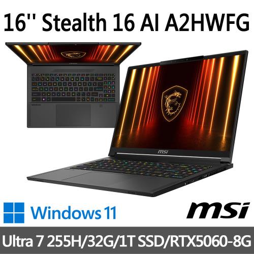 msi微星 Stealth 16 AI A2HWFG-031TW 16吋(Ultra 7 255H/32G/1T SSD/RTX5060/W11)
