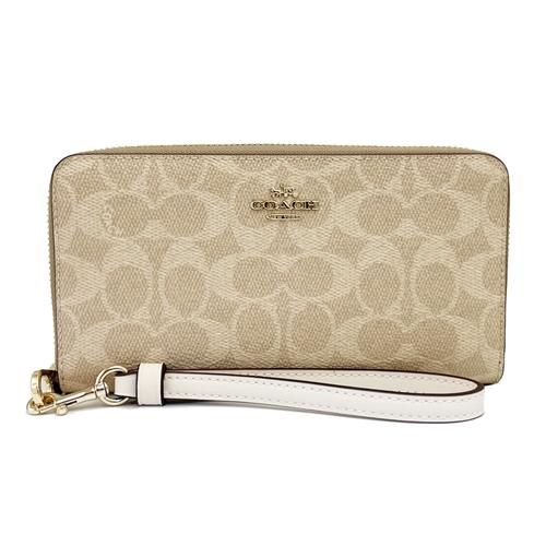 【COACH】C LOGO手掛式零錢袋長夾(蕎麥白)