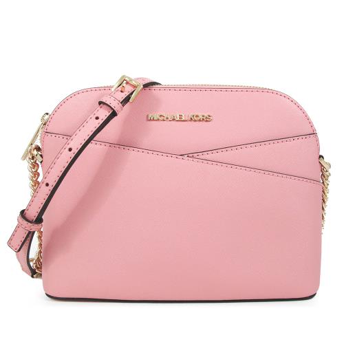 MICHAEL KORS JET SET TRAVEL 金字LOGO防刮皮革貝殼斜背包(粉色)