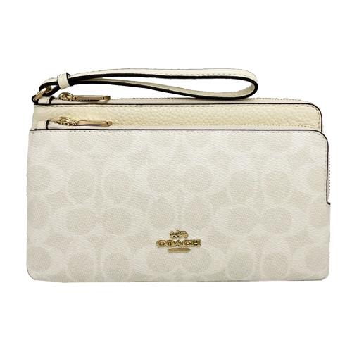 【COACH】C LOGO長夾式雙層大手拿包/零錢包(白)