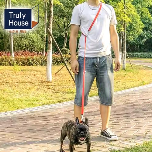 Truly House 寵物高強度牽引繩 一拖二/牽繩/遛狗/狗繩 (三色任選)