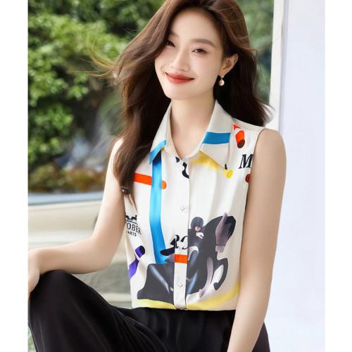  AKARA 類職場穿搭冰絲雪紡摩登無袖背心上衣(流行專業/ 涼感冰絲 /雪紡緞面 /清新朝氣 /中大尺碼)