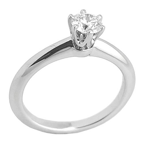 限時急降價~~九五成新展示品！TIFFANY PT950鉑金-鑲0.31克拉經典六爪婚戒
