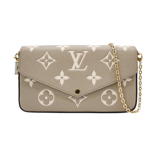 Louis Vuitton Felicie Pochette 壓花牛皮鍊帶斜背包(M82610-斑鳩灰)