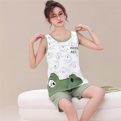 【韓國K.W.】韓國甜蜜情懷背心居家睡衣(睡衣/睡裙/家居服/涼感睡衣/連身睡衣)