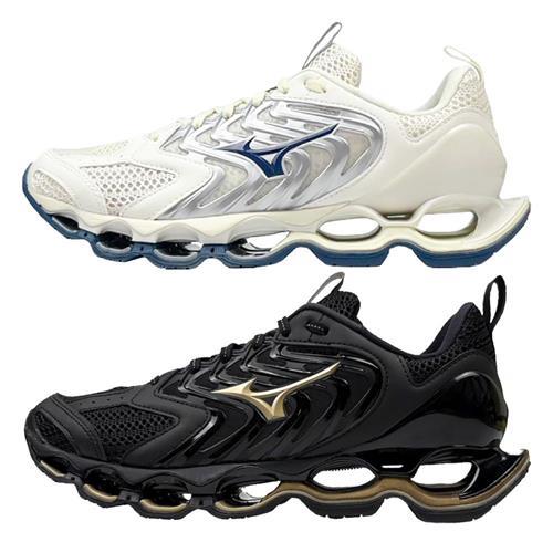 Mizuno 美津濃慢跑鞋男鞋Wave Prophecy 14 S 黑金/白藍【運動世界
