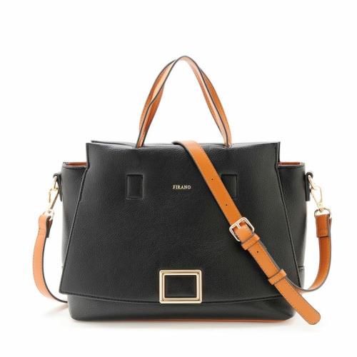 FIRANO-方形翻蓋皮革手提/斜背兩用包(黑色)