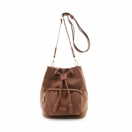 FIRANO-防水輕量尼龍抽繩斜背水桶包(咖啡棕)