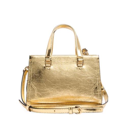 【MARC JACOBS】Satchel金屬真皮機車包 香檳金 (原廠公司貨)