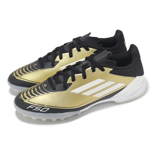 adidas 足球鞋 F50 League TF J Messi 梅西 大童鞋 小朋友 金 黑 愛迪達 IG9277