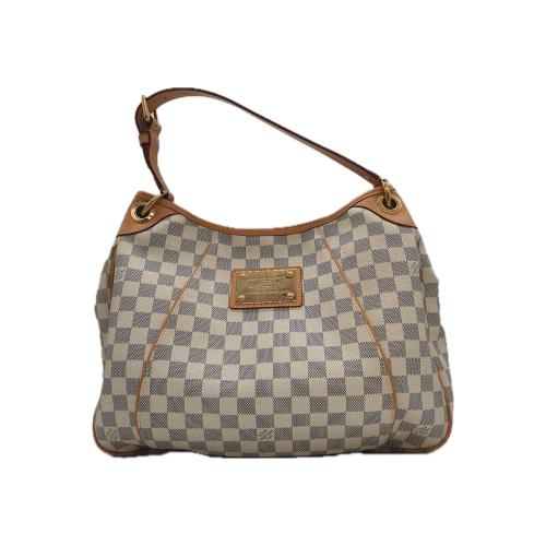 【二手精品 9.9成新】LV老花白棋盤格金牌南瓜手拿側背包(更換植鞣革) 編號L187