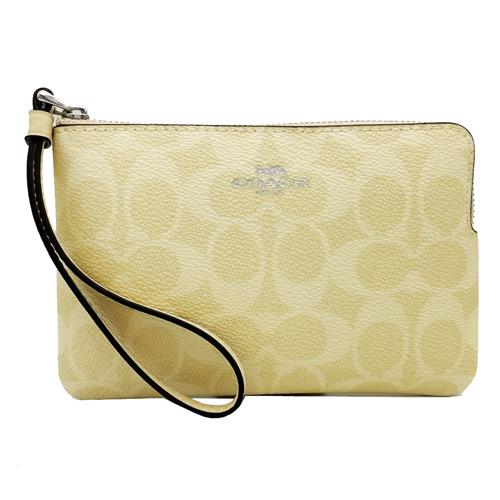 【COACH】C LOGO手拿包零錢包(月光石黃)