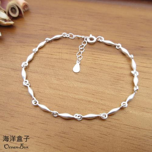 【海洋盒子】復古別緻啞光米珠豆豆S925純銀手鍊.女用手鍊