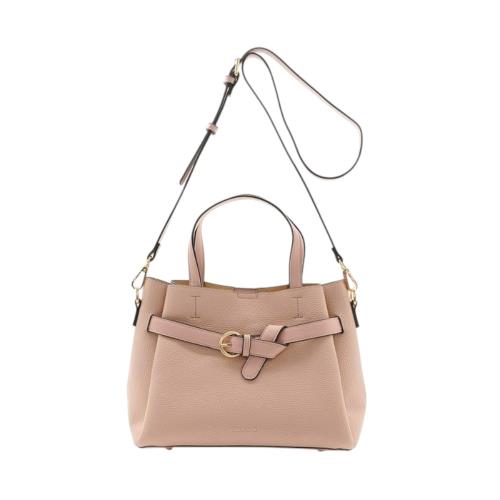 FIRANO-前綁帶皮革手提/斜背兩用包(嫩粉色)