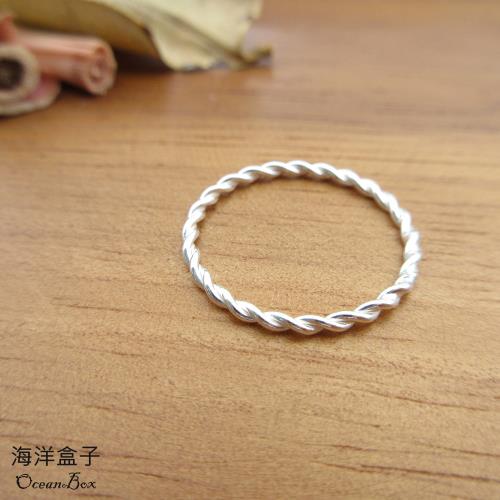 【海洋盒子】簡約極細素銀麻花線圈S925純銀戒指.單只價格.閉口圈.可單戴或疊戴
