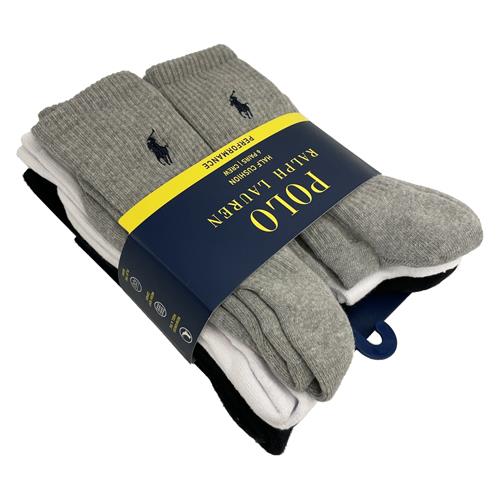 【RALPH LAUREN】POLO刺繡小馬LOGO長襪中筒襪(6雙一組)