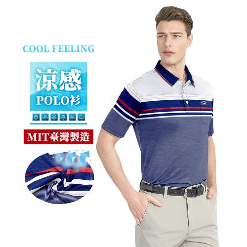 CS衣舖 涼感 降溫直條紋 商務休閒polo衫(吸濕排汗 機能彈力 口袋 台灣製造)