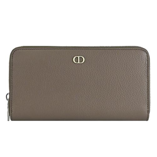 Christian Dior CD Icon 浮雕LOGO小牛皮ㄇ字拉鍊長夾.橄欖綠