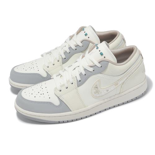 Nike 休閒鞋 Wmns Air Jordan 1 Low 女鞋 珍珠 米白 灰藍 AJ1 一代 IH7323-100