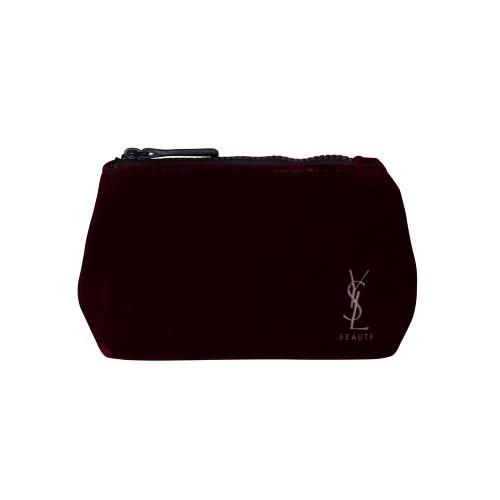 YSL 絨布訂製酒紅小化妝包