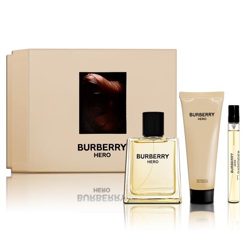 BURBERRY HERO 英雄神話香氛精選禮盒(淡香水100ML+隨身瓶10ML+沐浴露75ML)