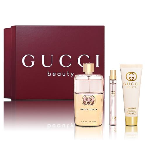 GUCCI 罪愛甄選女性香氛禮盒(淡香精90ML+隨身瓶10ML+身體乳50ML)