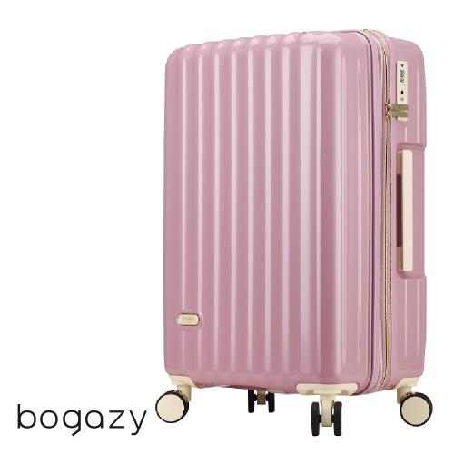 Bogazy 雅典美爵 26吋鏡面光感海關鎖可加大行李箱(櫻花粉)