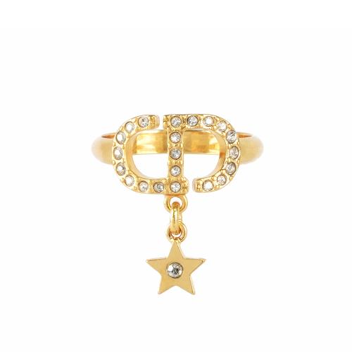 DIOR Petit CD 復古金幸運星墜飾戒指 S (金色)
