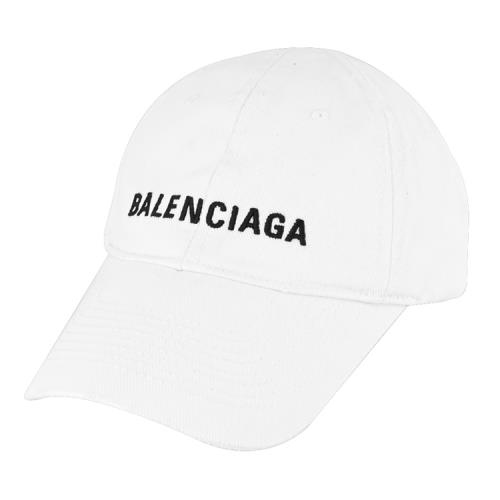 BALENCIAGA 巴黎世家 656463 品牌電繡LOGO棉質棒球帽.白