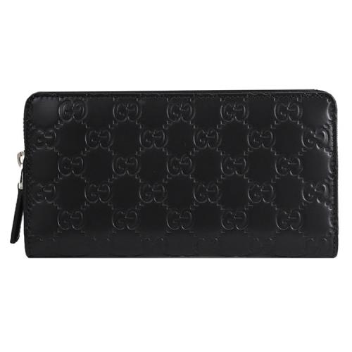 GUCCI 779833 經典質感GG壓花LOGOㄇ字拉鍊長夾.黑