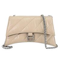 BALENCIAGA 巴黎世家 736016 CRUSH 揉製牛皮翻蓋沙漏包/鍊包.灰褐