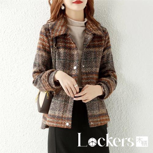 【Lockers 木櫃】冬季格紋毛呢外套 L113121202