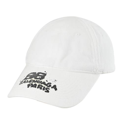 BALENCIAGA 巴黎世家 723771 塗鴉風格LOGO棉質棒球帽.白