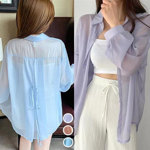 【韓國K.W.】韓國空運午夜狂想輕薄涼好帶外出外套(薄衫/雪紡/防曬外套/小香風/涼感)