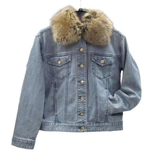 MICHAEL KORS 毛領淺藍牛仔短版外套