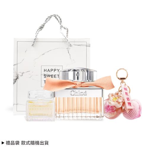 Chloe 情人節浪漫雙香戀語掛飾組[沁漾玫瑰女性淡香水(30ml+5ml)+祝福掛飾]附提袋-國際航空版