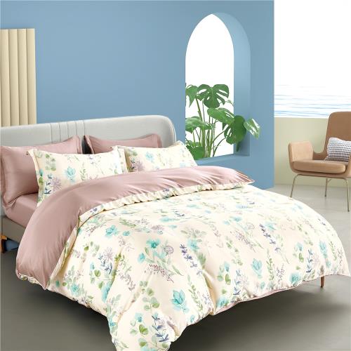 【卓瑩】天絲40S印花-小清新床包4件組-5x6.2呎