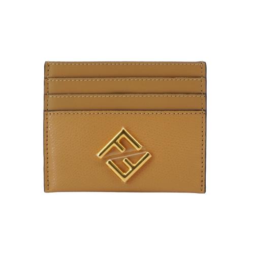 Fendi 品牌FF logo壓紋皮革卡片夾(8M0445-奶茶色)